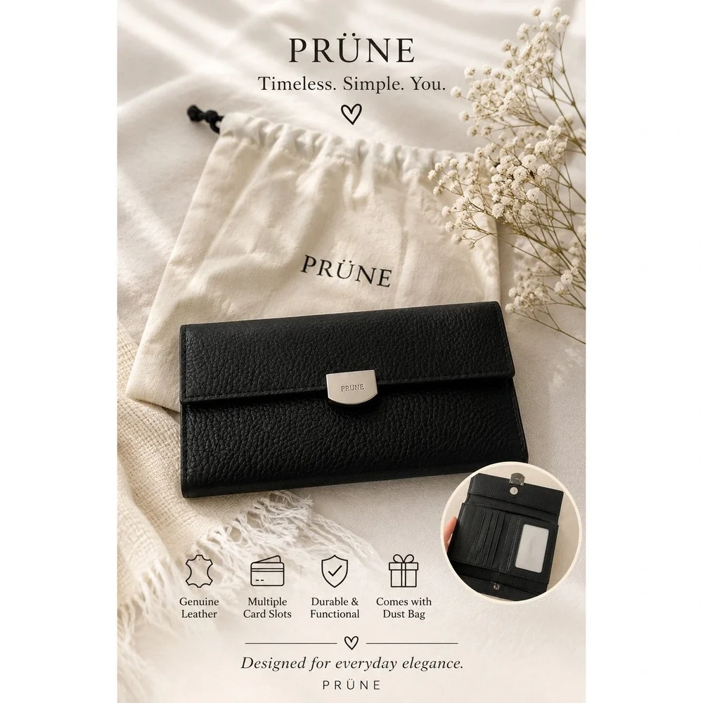 Prune Black Pebbled Leather Continental Wallet P101436F0 NWT